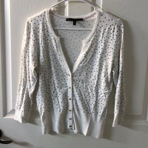 White, black polka dot cardigan